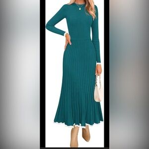 Elegant Teal Long Sleeve Dress